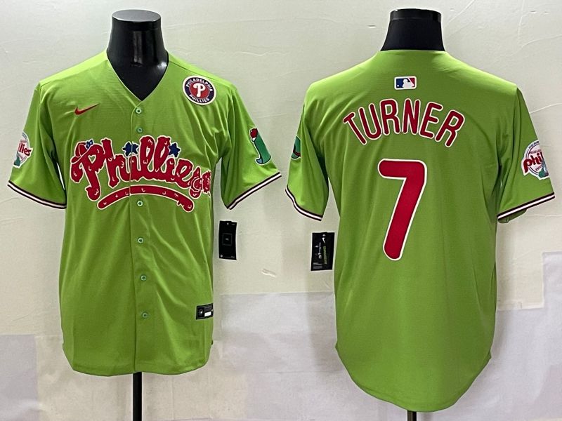 Men Philadelphia Phillies #7 Turner Green Five generations Joint Name 2025 Nike MLB Jersey style 5